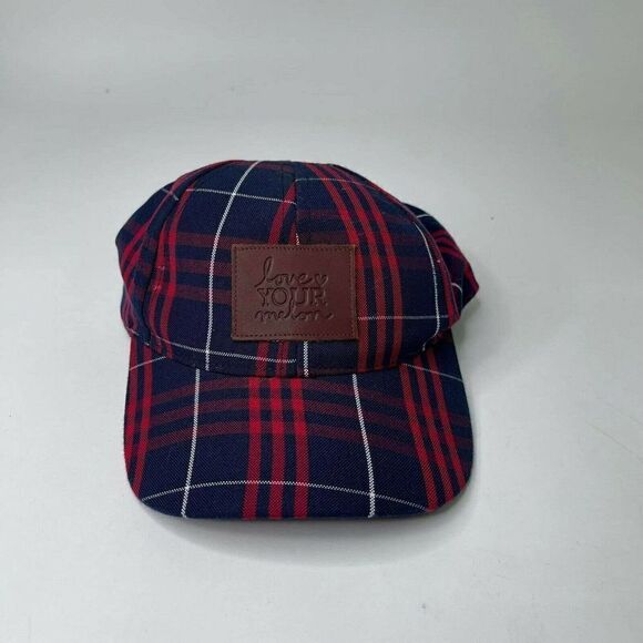 Love Your Melon Baseball Cap USA Made Plaid Red/Navy Blue Trucker hat Snapback - Picture 5 of 10
